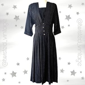 Vintage NINA PICCALINO Black and White Stars Starry Dress 8 M